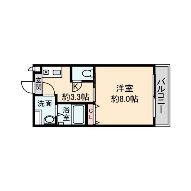 S-FLAT(1K/2階)の間取り写真