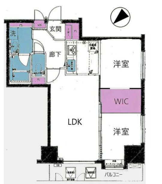マイキャッスル鶴見中央(2LDK/4階)の間取り写真