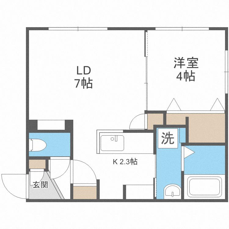 SOLIS(1LDK/1階)の間取り写真
