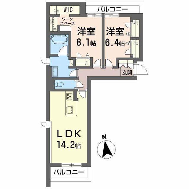 CRESTIEQ長谷通(2LDK/4階)の間取り写真