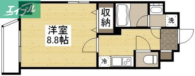THE MODERN 表町(1K/3階)の間取り写真