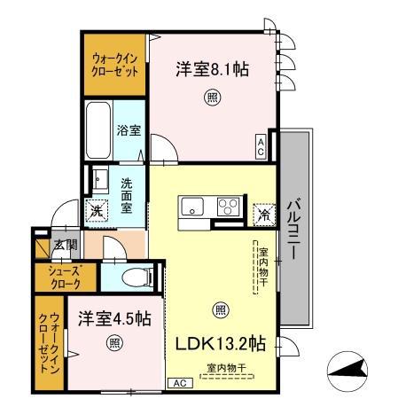 ロンターノ(2LDK/2階)の間取り写真