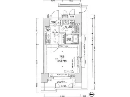 ディナスティ堺筋本町(1K/12階)の間取り写真