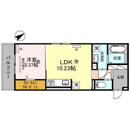 カノン蓮池(1LDK/3階)の間取り写真
