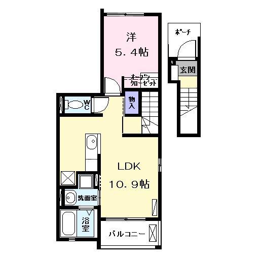 コズミックプレイス(1LDK/2階)の間取り写真