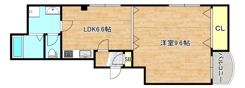 STKビル(1LDK/5階)の間取り写真