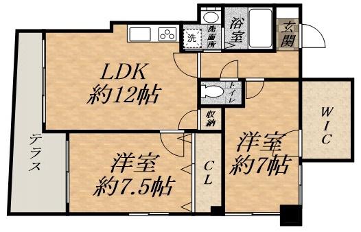 サテライト仁川(2LDK/1階)の間取り写真