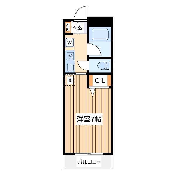 来夢番館(1K/3階)の間取り写真