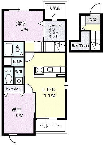 グレイスコート(2LDK/2階)の間取り写真