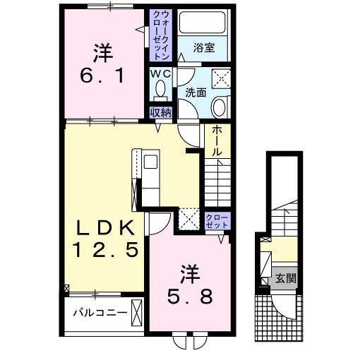 阪急伊丹線 伊丹駅(阪急) 徒歩24分 2階建 新築(2LDK/2階)の間取り写真