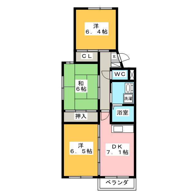 ツインドーム(3DK/3階)の間取り写真