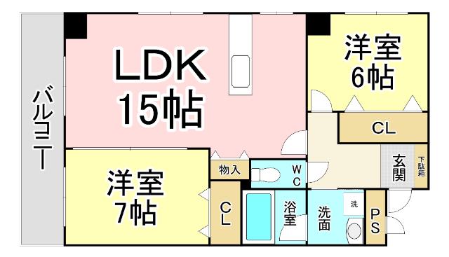 グレイス(2LDK/6階)の間取り写真