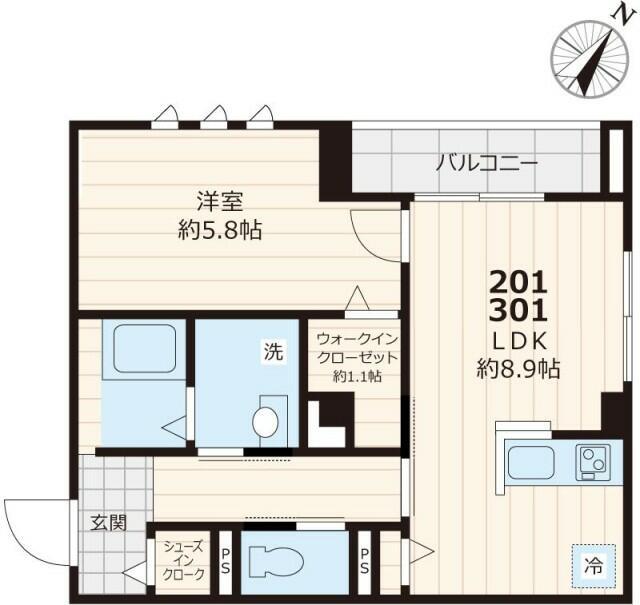RAPPORT H&Sラポール エイチアンドエス(1LDK/3階)の間取り写真