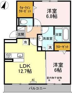 マルベルN(2LDK/3階)の間取り写真