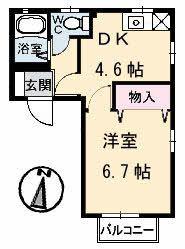 コーポ瀬戸見(1DK/1階)の間取り写真