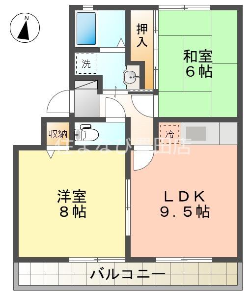 サンビレッジ上郷C棟(2LDK/3階)の間取り写真