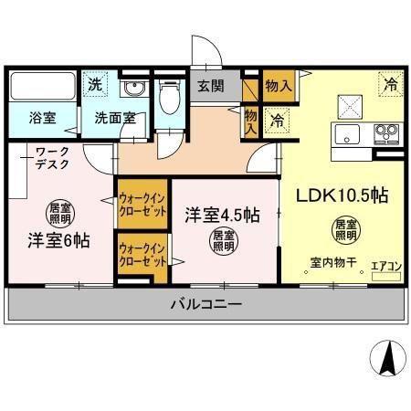 ルシアス(2LDK/1階)の間取り写真