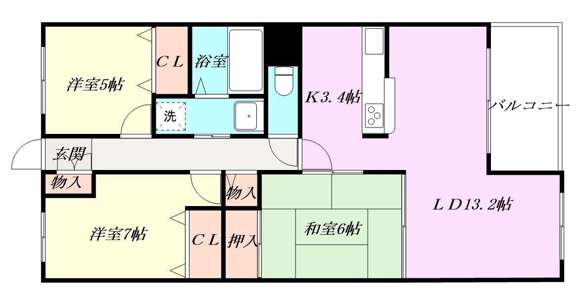 パティオ外院 II(3LDK/2階)の間取り写真