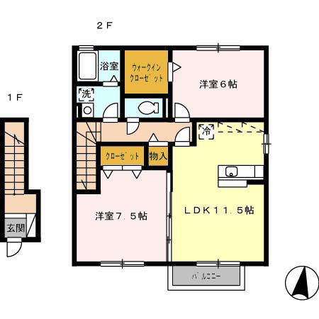 パストラーレ(2LDK/2階)の間取り写真