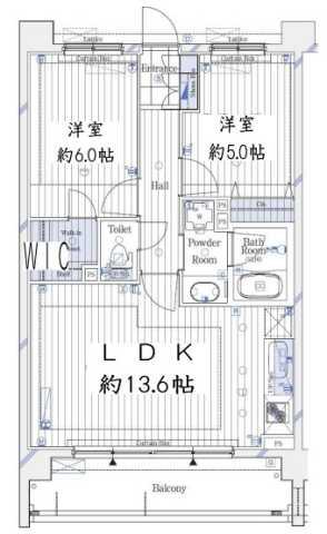 ガリシア新宿ウエスト(2LDK/1階)の間取り写真