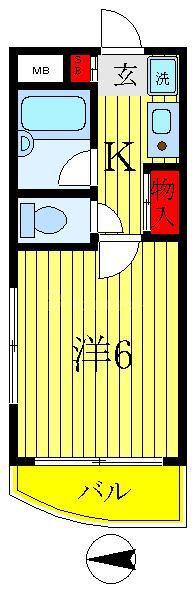 キャッスルマンション(1K/2階)の間取り写真