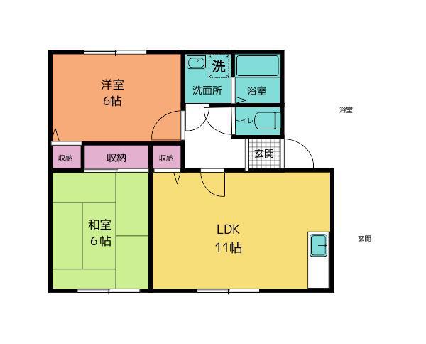 アベニーダHISA A(2LDK/1階)の間取り写真