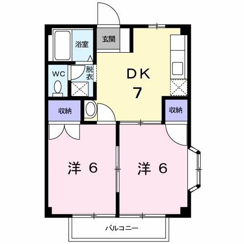 コーポシャインII(2DK/2階)の間取り写真