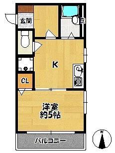 RSKビル(1DK/4階)の間取り写真
