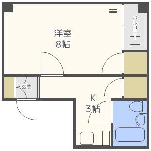 ハピネス南市岡(1K/2階)の間取り写真