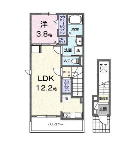 エヴァファースト(1LDK/2階)の間取り写真