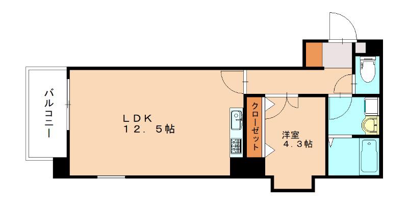レクオス朋(1LDK/3階)の間取り写真