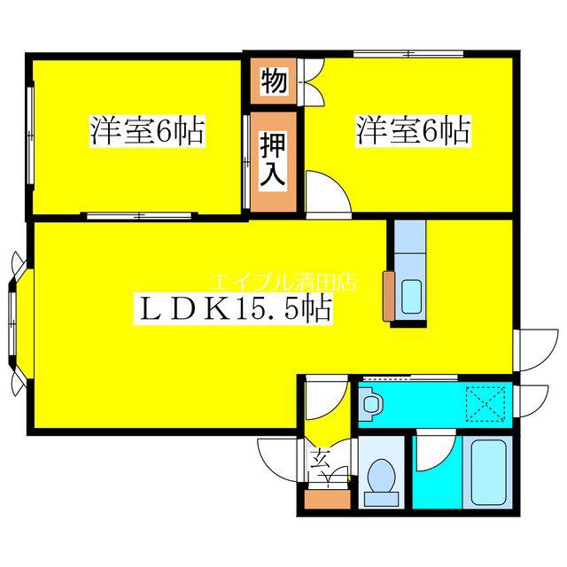 シャイニングコーポB(2LDK/1階)の間取り写真
