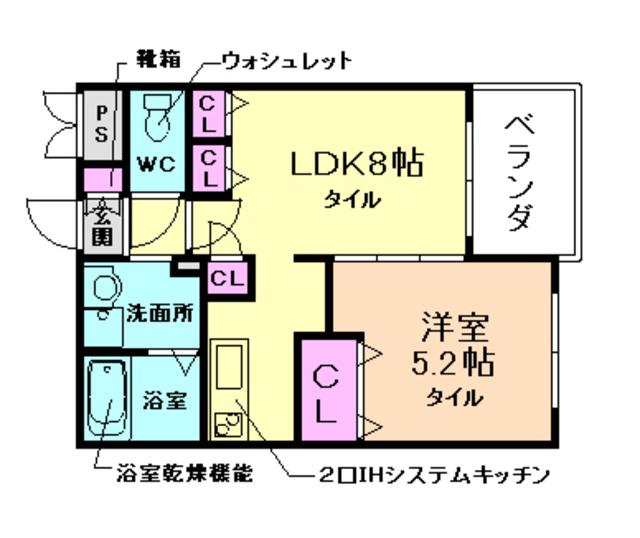 マーヴェラス箕面(1LDK/3階)の間取り写真