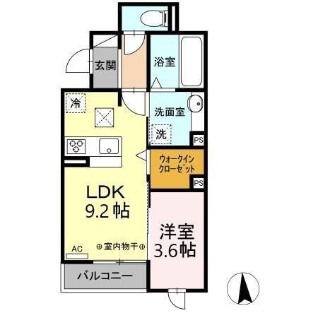 NOBLE USA(1LDK/1階)の間取り写真