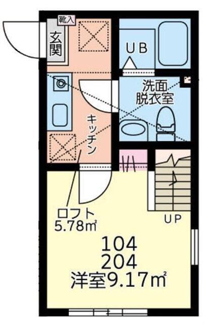 デンプシーヒル(1K/1階)の間取り写真