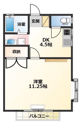 ヴィラヤマモト(1DK/2階)の間取り写真