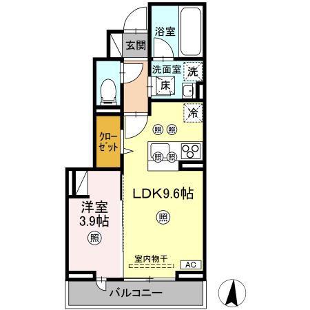 ヌオーヴォチッタ(1LDK/1階)の間取り写真