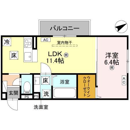 D-REGALO江守中(1LDK/1階)の間取り写真