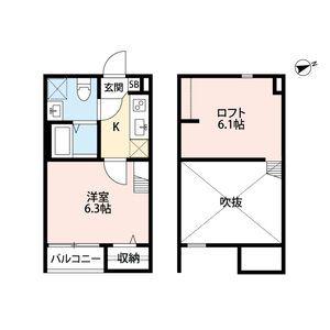 CHOROS(1K/2階)の間取り写真
