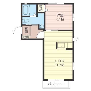 グラン・フォンテーヌII A(1LDK/2階)の間取り写真