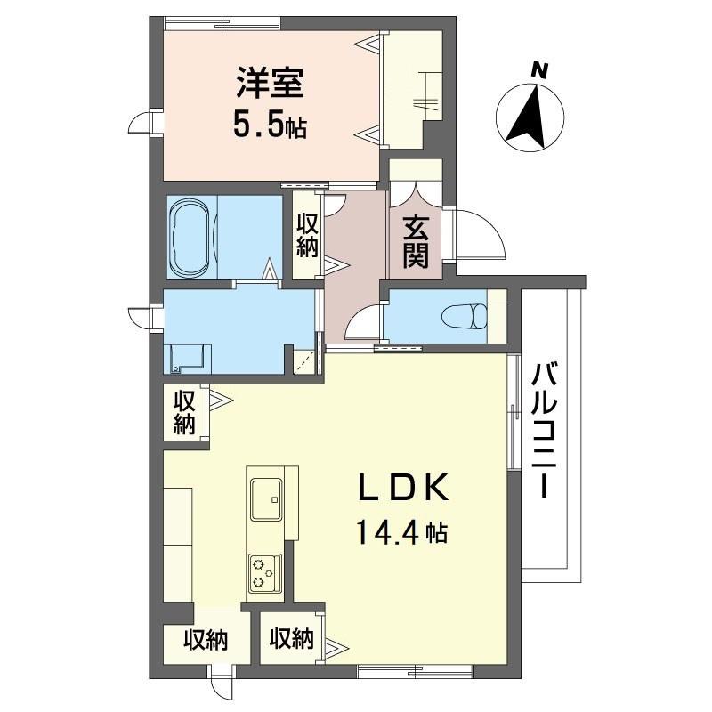 ジプソ ブラン(1LDK/2階)の間取り写真