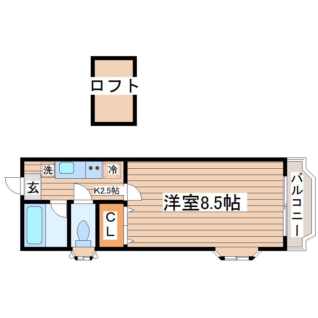 プレステージII(1K/1階)の間取り写真