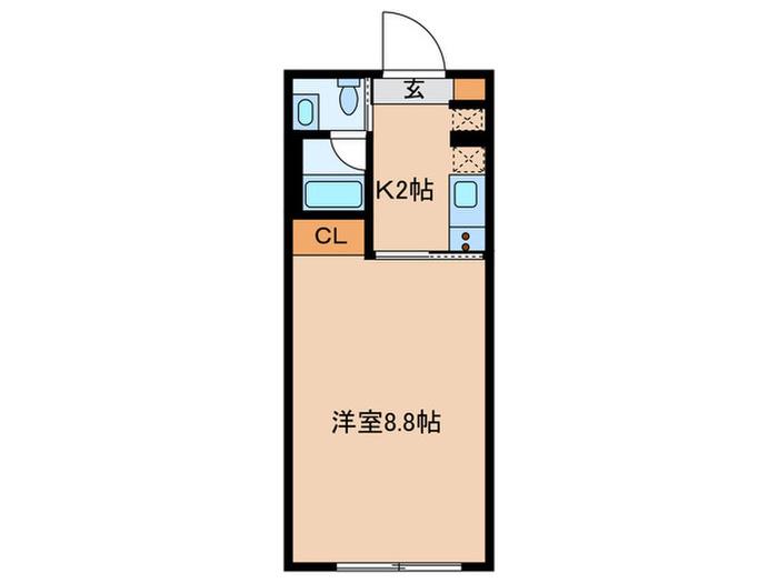 ラクラス洗足(1K/4階)の間取り写真