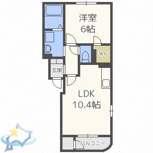 REIZ山の手(1LDK/3階)の間取り写真