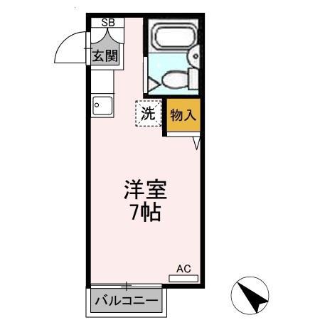 サンライフ内山II(ワンルーム/1階)の間取り写真