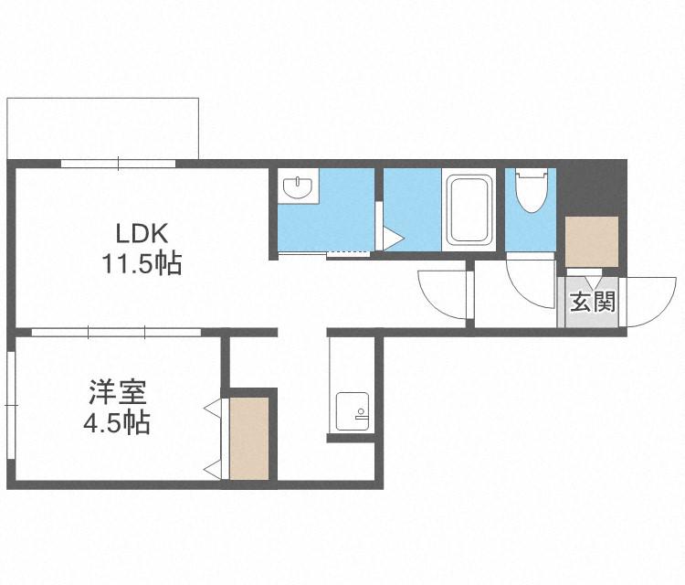 ブランシャールEK琴似(1LDK/4階)の間取り写真