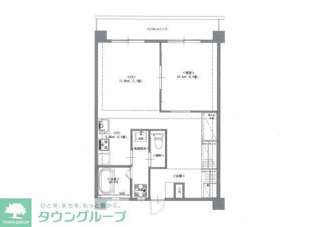 テングッド西新イースト(1SLDK/4階)の間取り写真