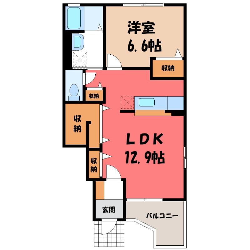 アヴェニールB(1LDK/1階)の間取り写真