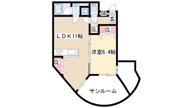 プロシード金山Ⅱ(1LDK/5階)の間取り写真