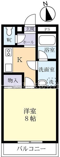 クリスタルコート(1K/1階)の間取り写真